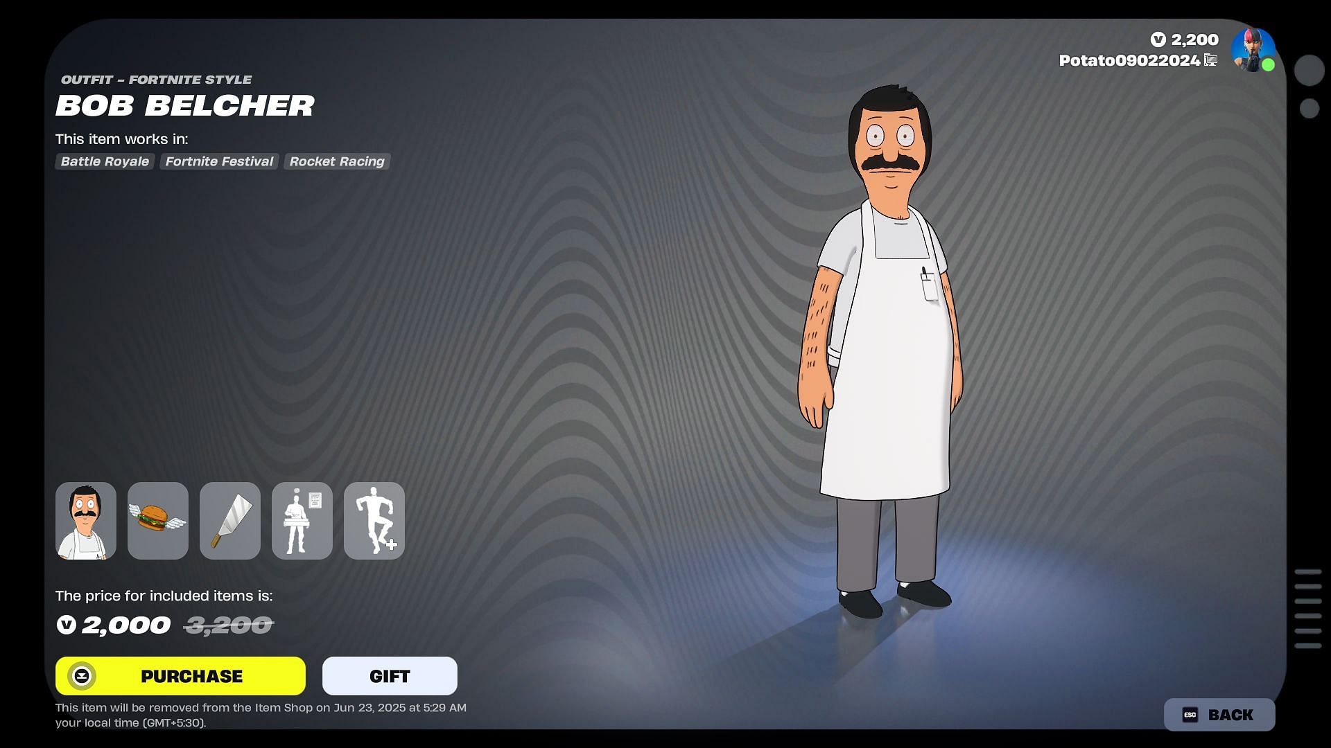Bob Belcher Bundle (Image via Epic Games)